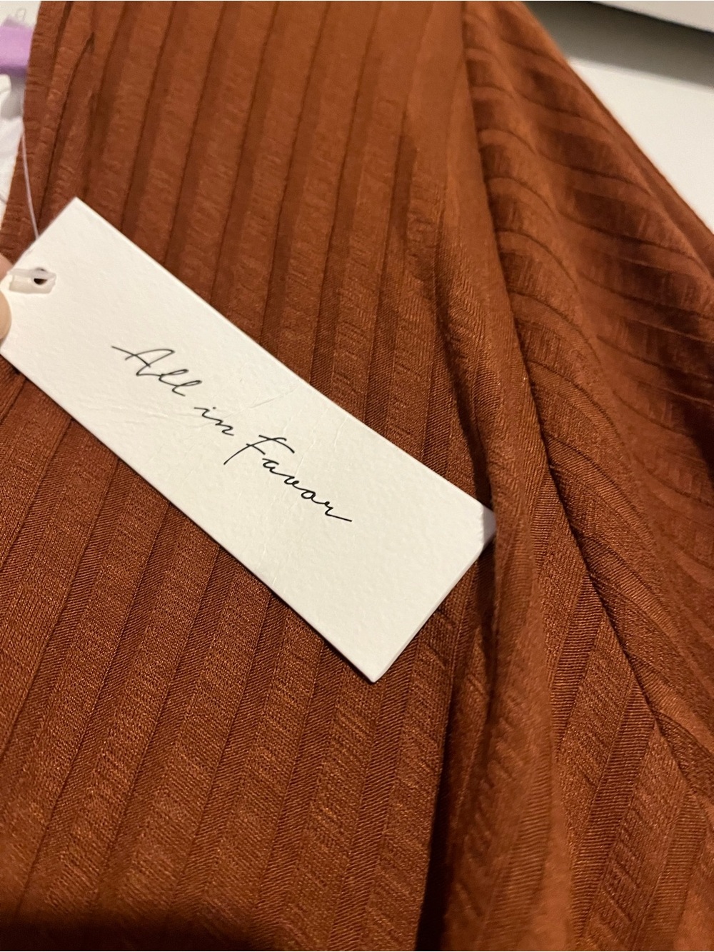 Rust Ribbed V-Neck Wide-Leg Jumpsuit - Picture 5 of 6